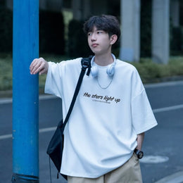 Oversized Typography Printed Round Neck T-shirt