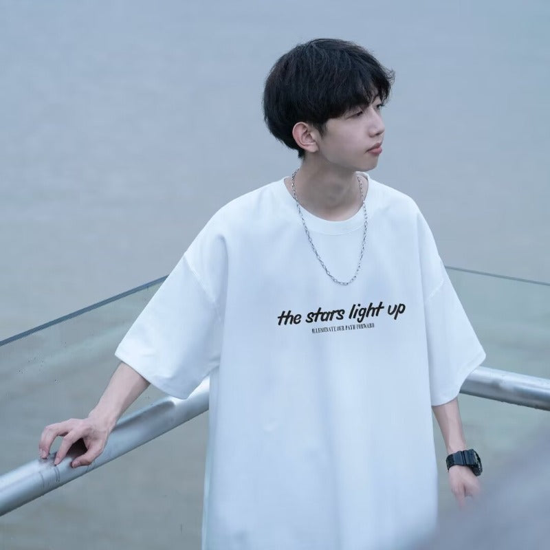 Oversized Typography Printed Round Neck T-shirt