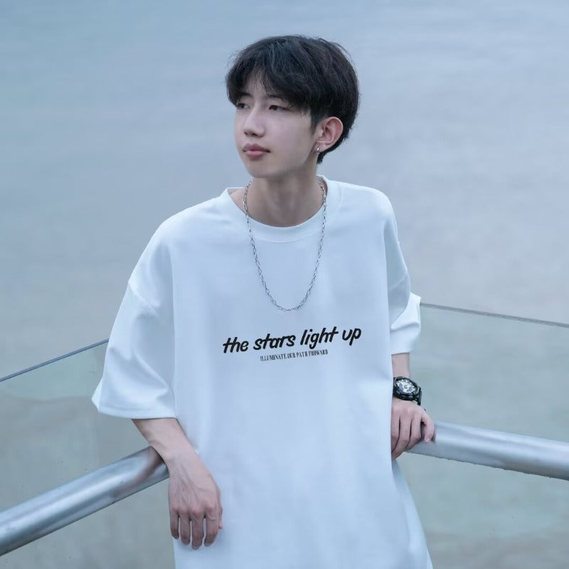 Oversized Typography Printed Round Neck T-shirt