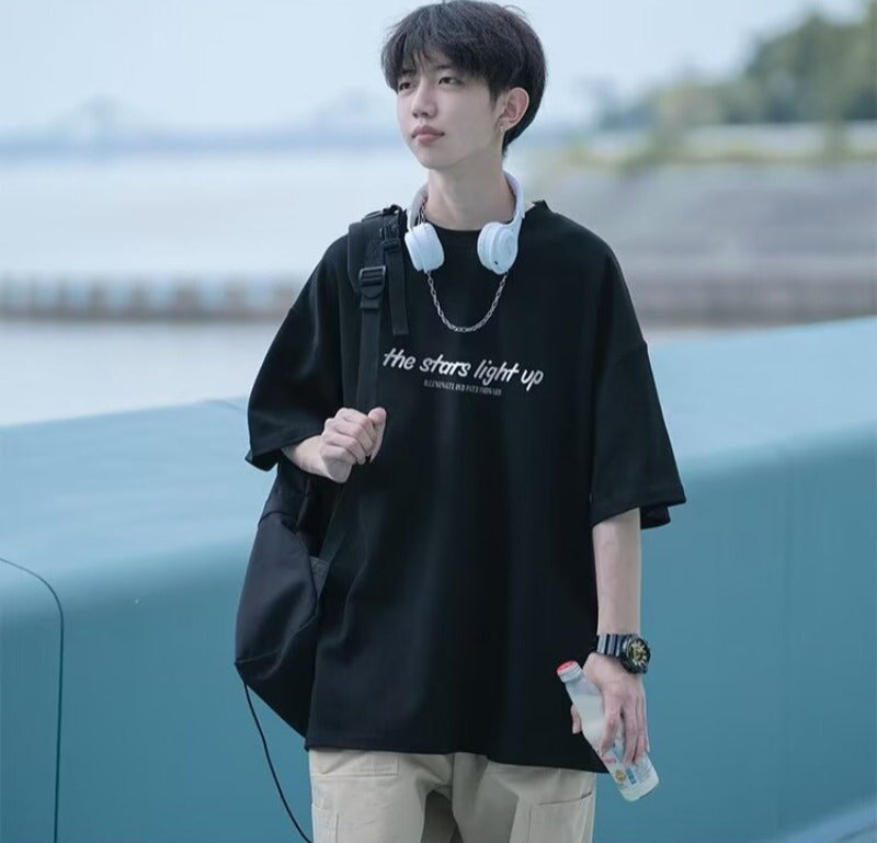 Oversized Typography Printed Round Neck T-shirt