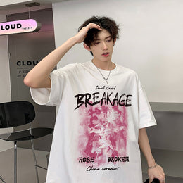 Typography Round Neck Drop Shoulder Printed T-shirt