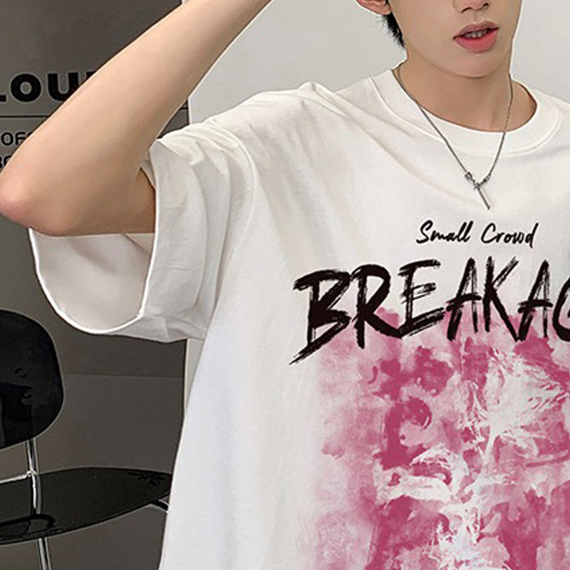 Typography Round Neck Drop Shoulder Printed T-shirt