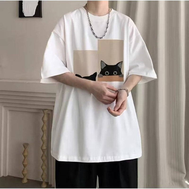 Graphic Round Neck Drop Shoulder Sleeves Printed T-shirt