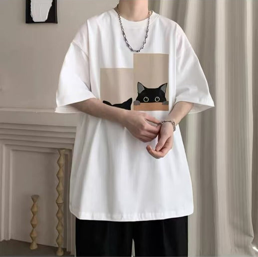 Graphic Round Neck Drop Shoulder Sleeves Printed T-shirt
