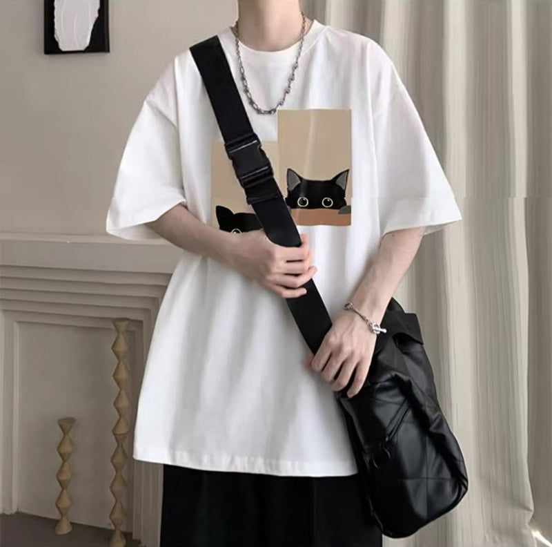 Graphic Round Neck Drop Shoulder Sleeves Printed T-shirt