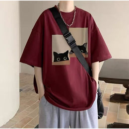 Graphic Printed Round Neck Drop Shoulder Oversized Cotton T-shirt