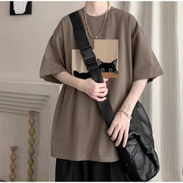 Graphic Round Neck Drop Shoulder Sleeves Printed T-shirt