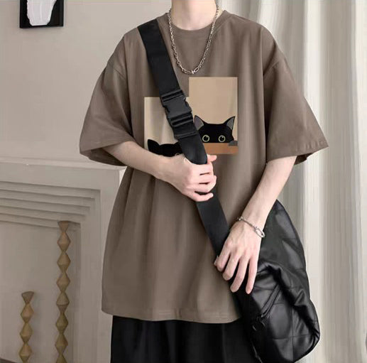 Graphic Round Neck Drop Shoulder Sleeves Printed T-shirt