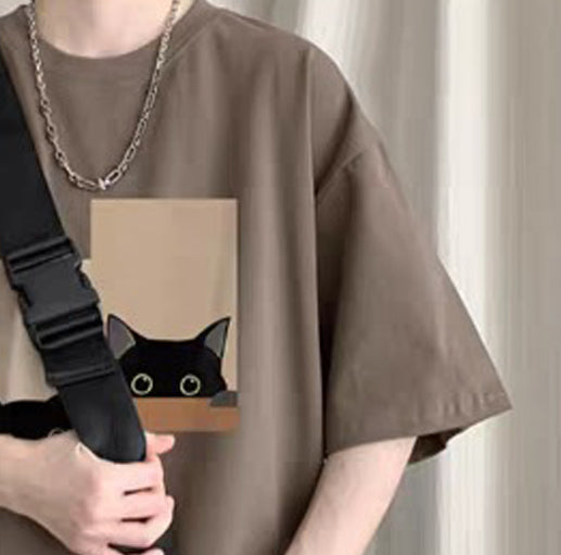 Graphic Round Neck Drop Shoulder Sleeves Printed T-shirt