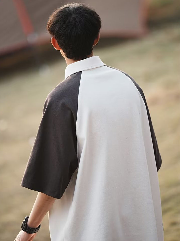 Polo Collar Raw Edge T-shirt
