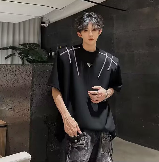 Round Neck Drop-Shoulder Sleeves OversizedT-shirt