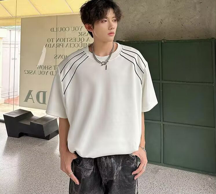Round Neck Drop-Shoulder Sleeves Oversized T-shirt