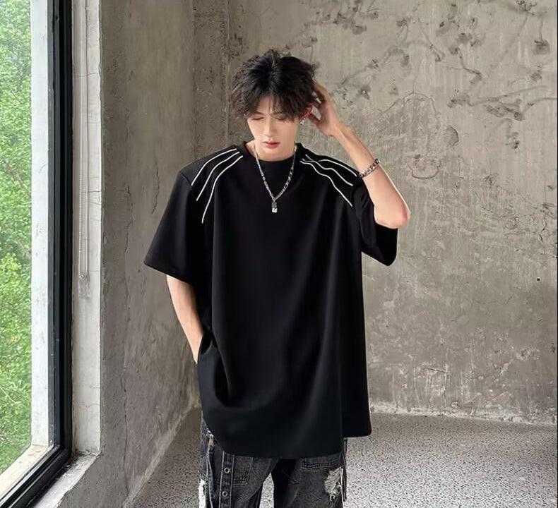 Round Neck Drop-Shoulder Sleeves Oversized T-shirt