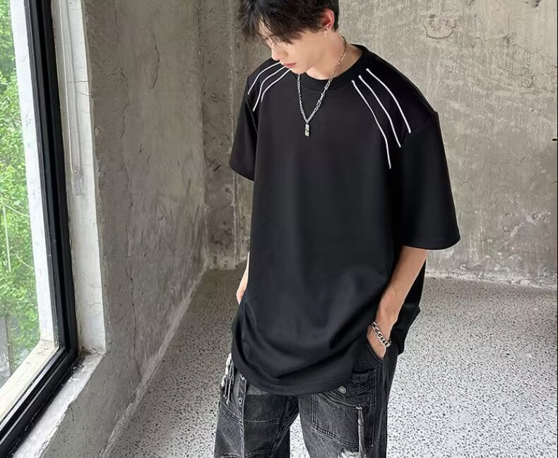 Round Neck Drop-Shoulder Sleeves Oversized T-shirt