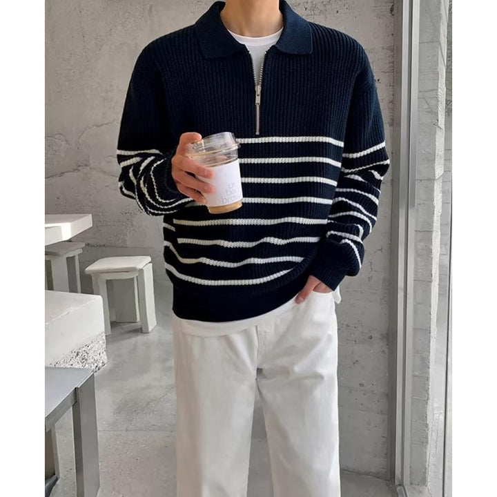 Men Striped Pullover