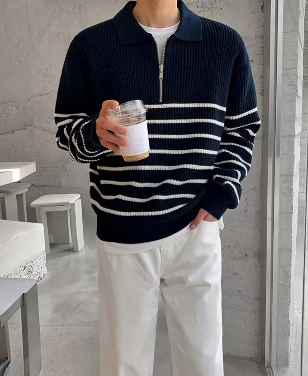 Men Striped Pullover