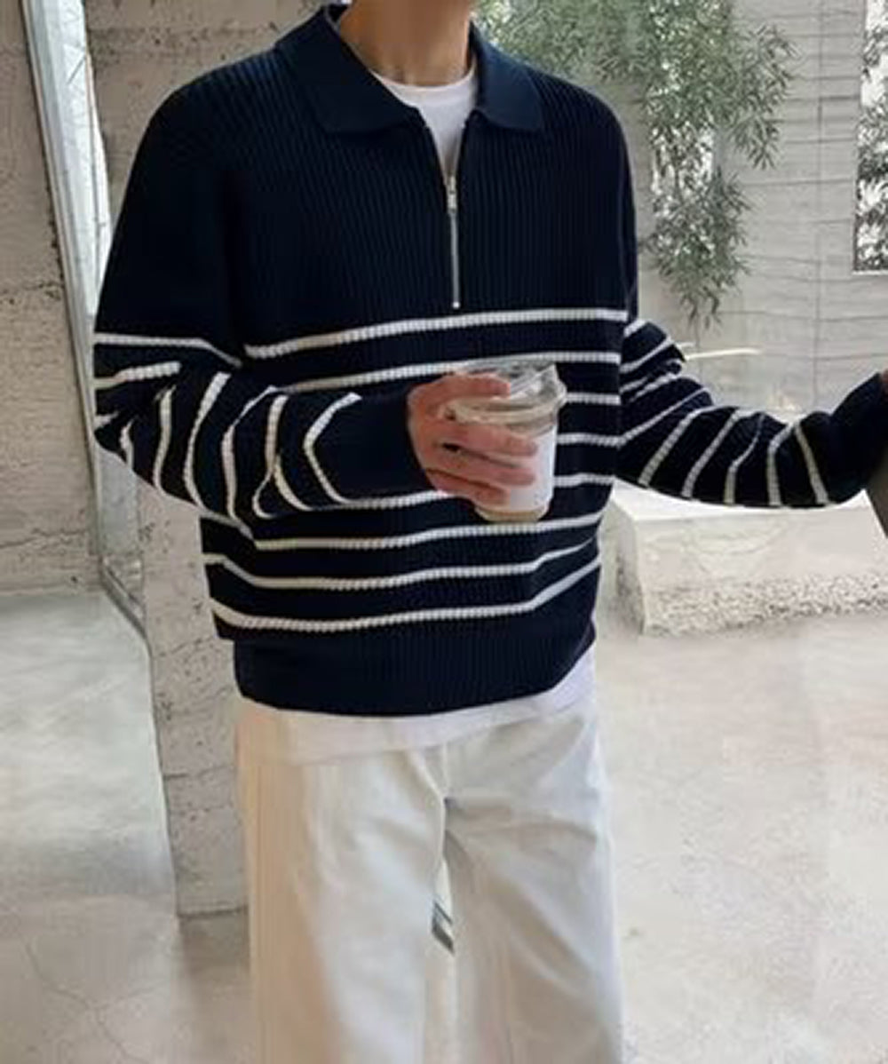 Men Striped Pullover
