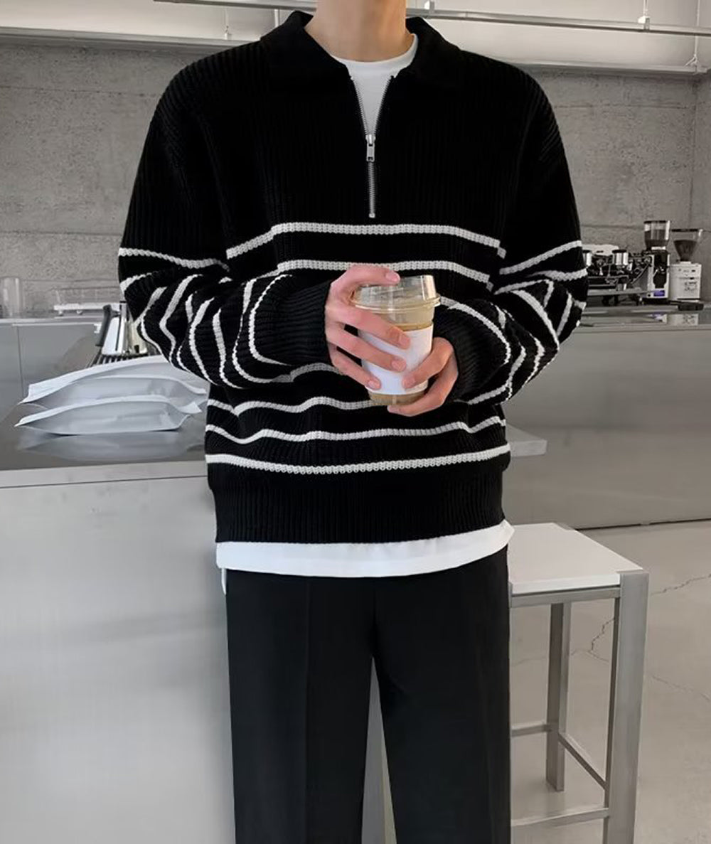 Men Striped Pullover