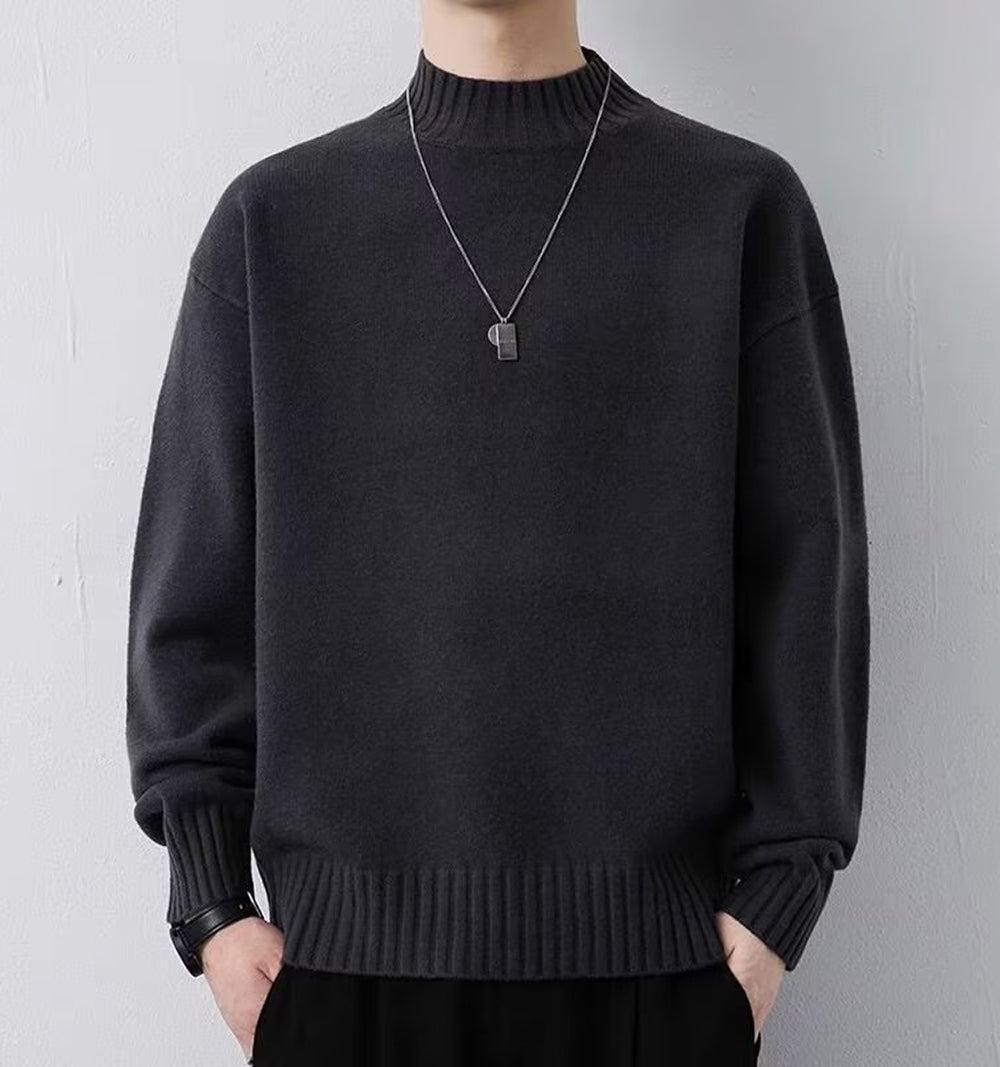 Men Turtle Neck Ribbed Pullover