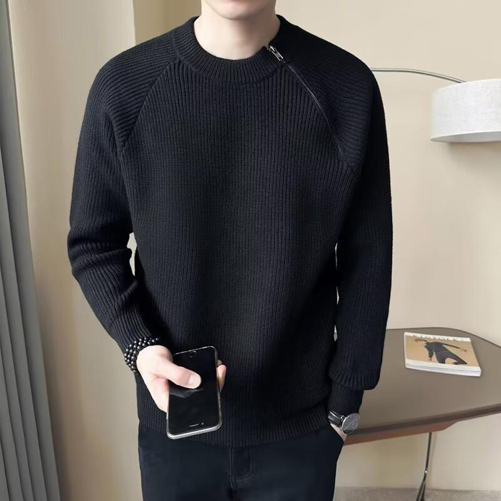 Men Round Neck Ribbed Pullover