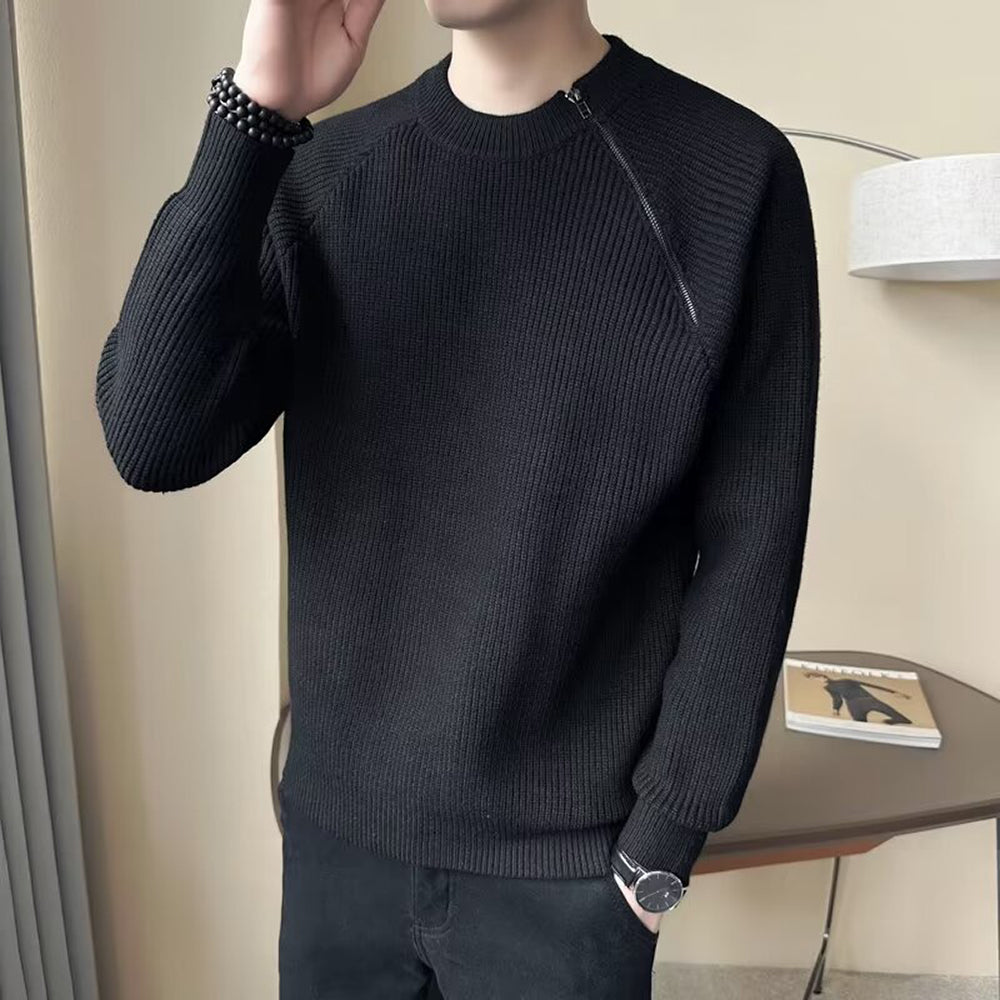 Men Round Neck Ribbed Pullover