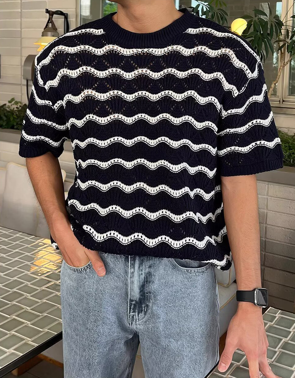 Printed Raw Edge Round neck T-shirt