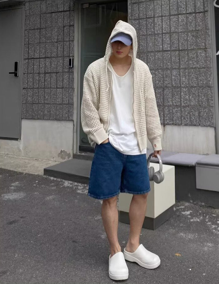 Men Front-Open Hooded Sweater