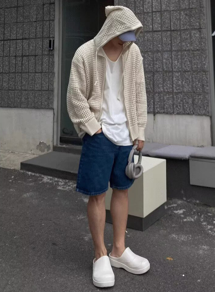 Men Front-Open Hooded Sweater