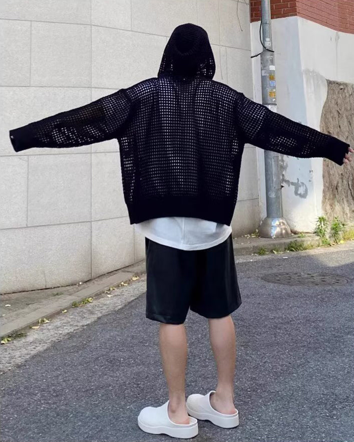 Hooded Neck Long Sleeves Shrug