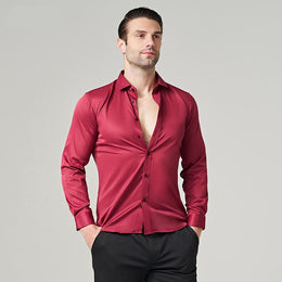Men Slim Fit Solid Spread Collar Cotton Casual Shirt