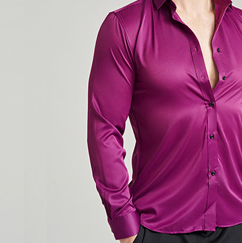 Men Slim Fit Solid Spread Collar Cotton Casual Shirt