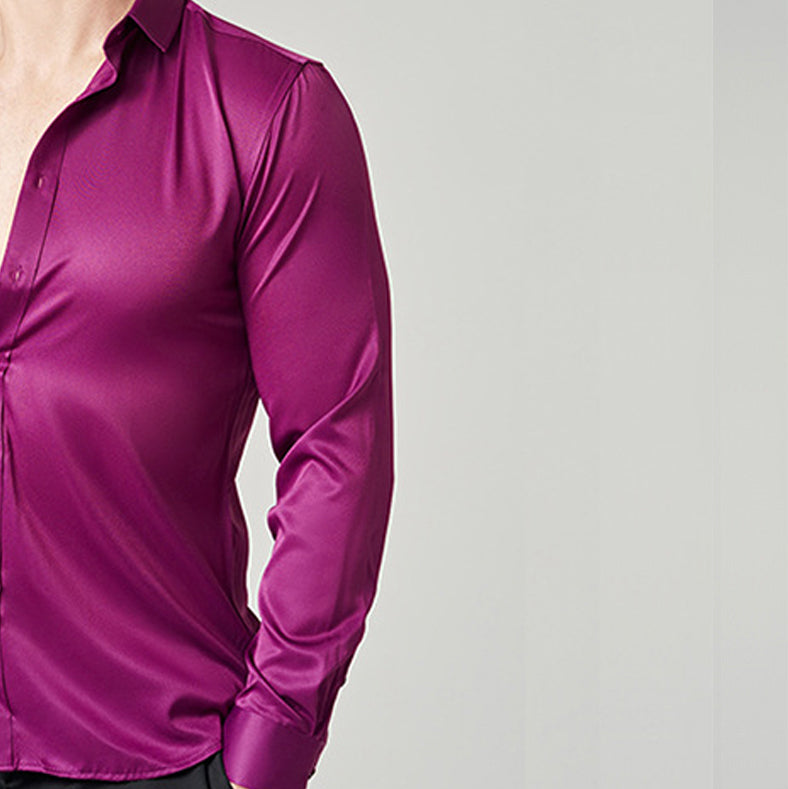 Men Slim Fit Solid Spread Collar Cotton Casual Shirt
