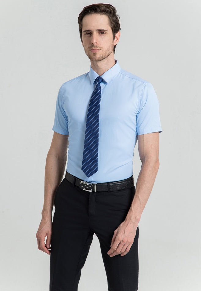 Men Slim Fit Solid Spread Collar Cotton Formal Shirt
