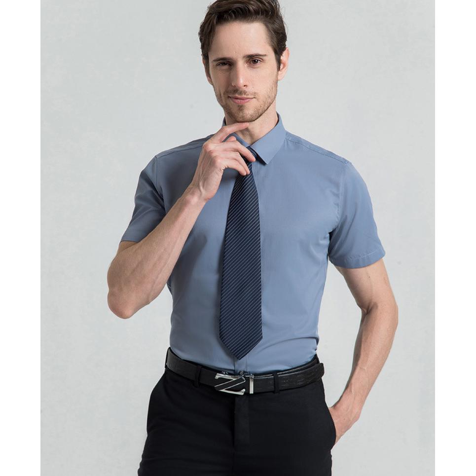 Men Slim Fit Solid Spread Collar Cotton Formal Shirt