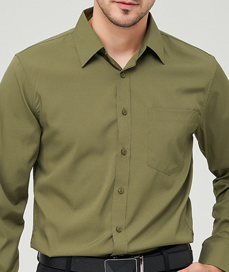 Men Solid Spread Collar Cotton Casual Shirt