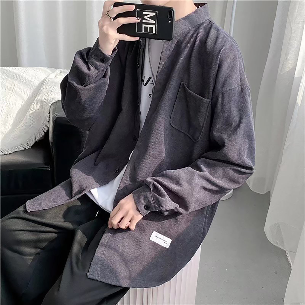 Men Oversized Insulator Longline Tailored Jacket