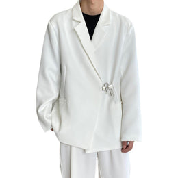 Men Spread Collar Solid Casual Tailored Jacket