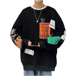 Men Typography Printed Round Neck Pullover Sweatshirt