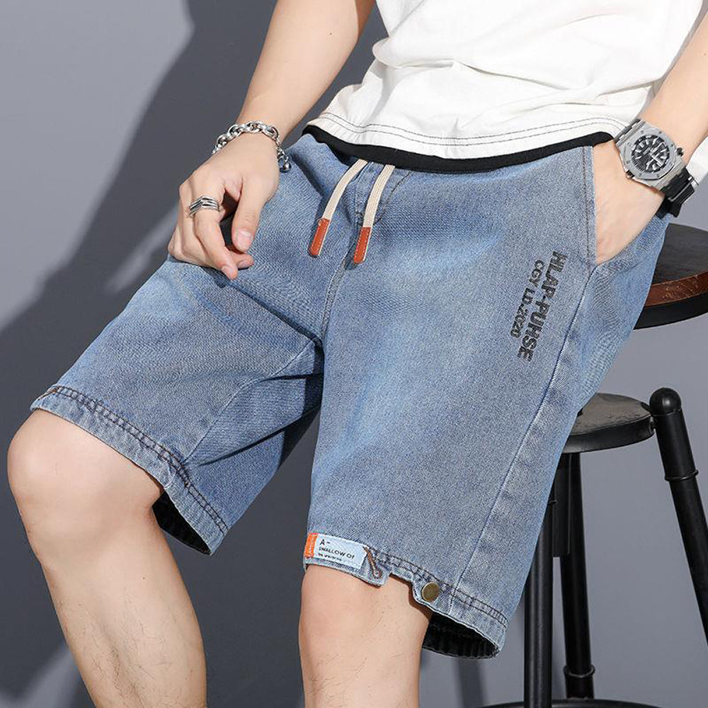 Men Solid Mid-Rise Denim Shorts