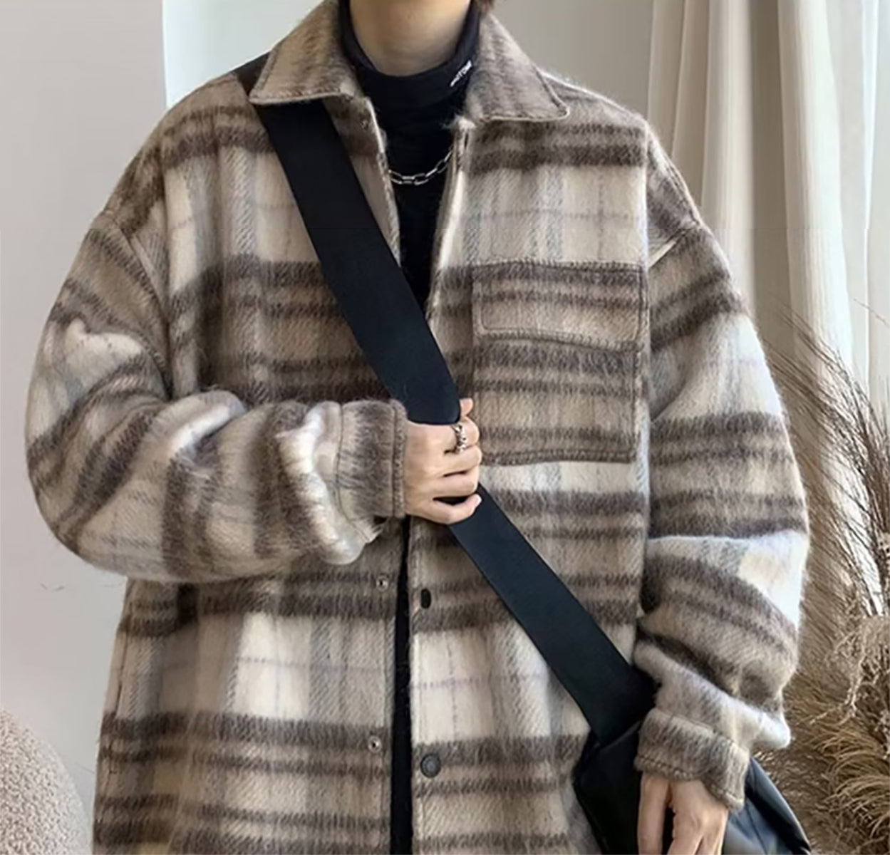 Men Spread Collar Checked Casual Tailored Jacket