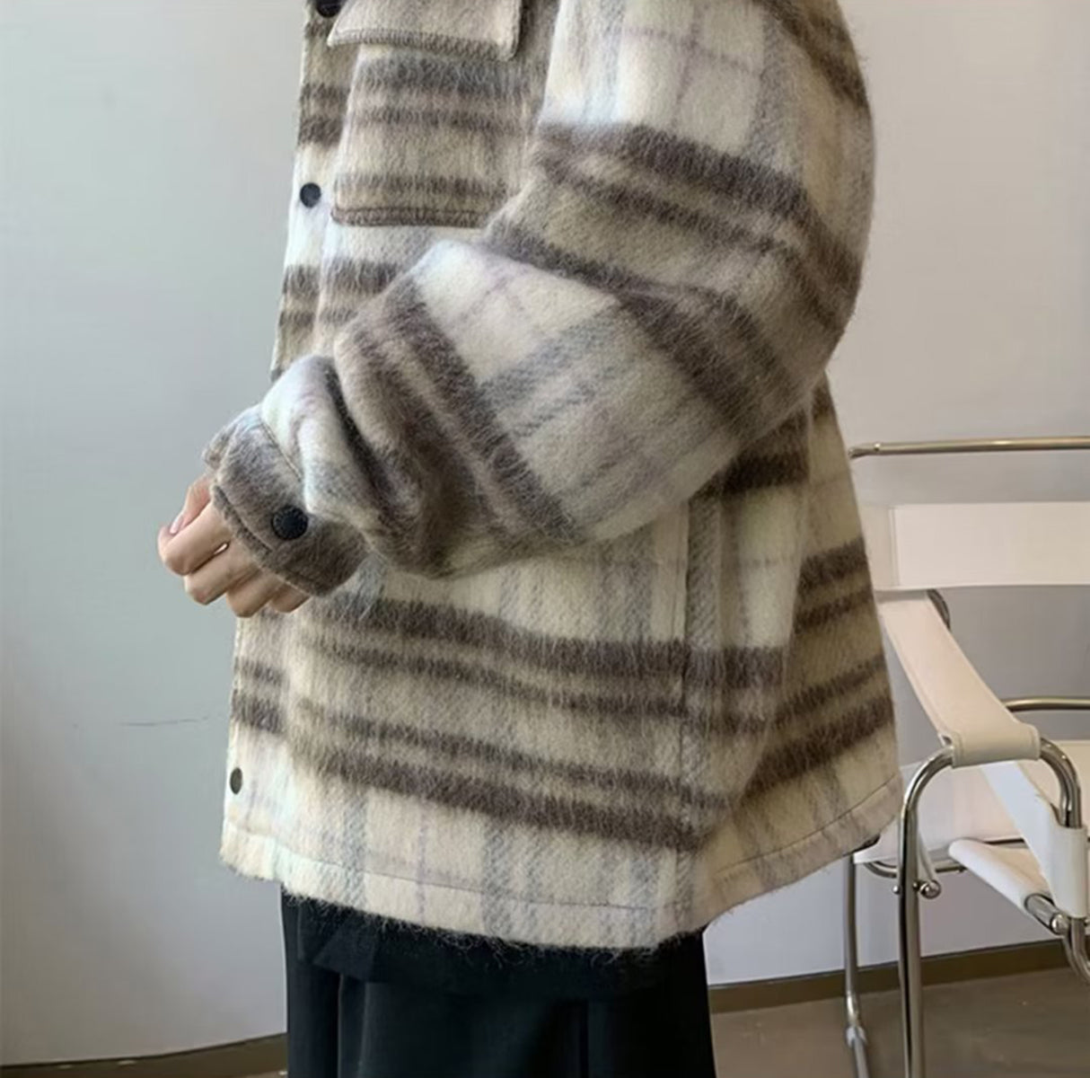 Men Spread Collar Checked Casual Tailored Jacket