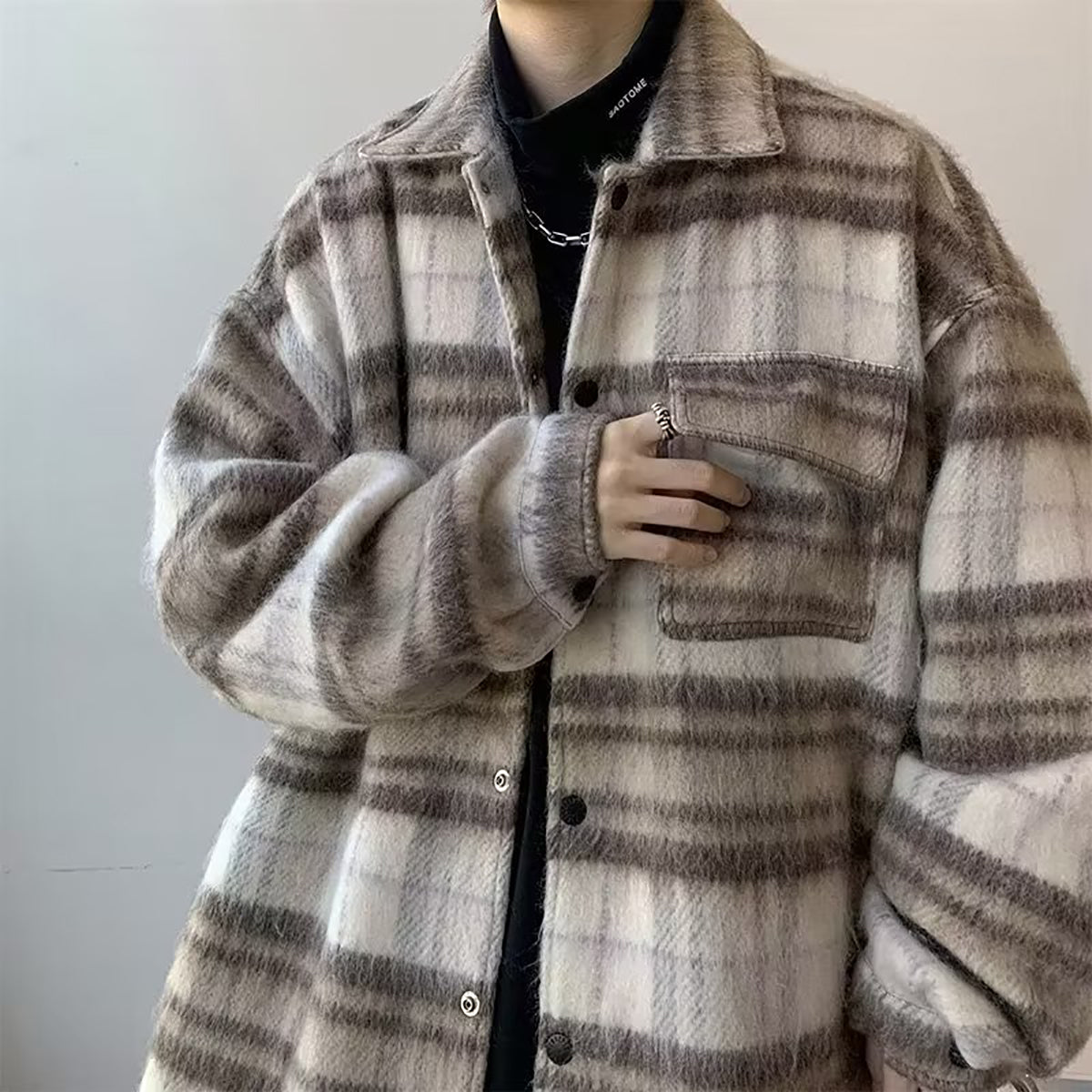 Men Spread Collar Checked Casual Tailored Jacket