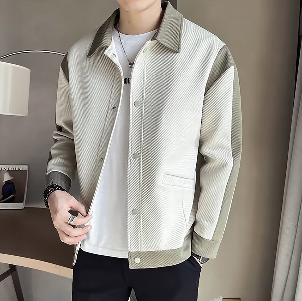 Men Colourblocked Spread Collar Tailored Jacket