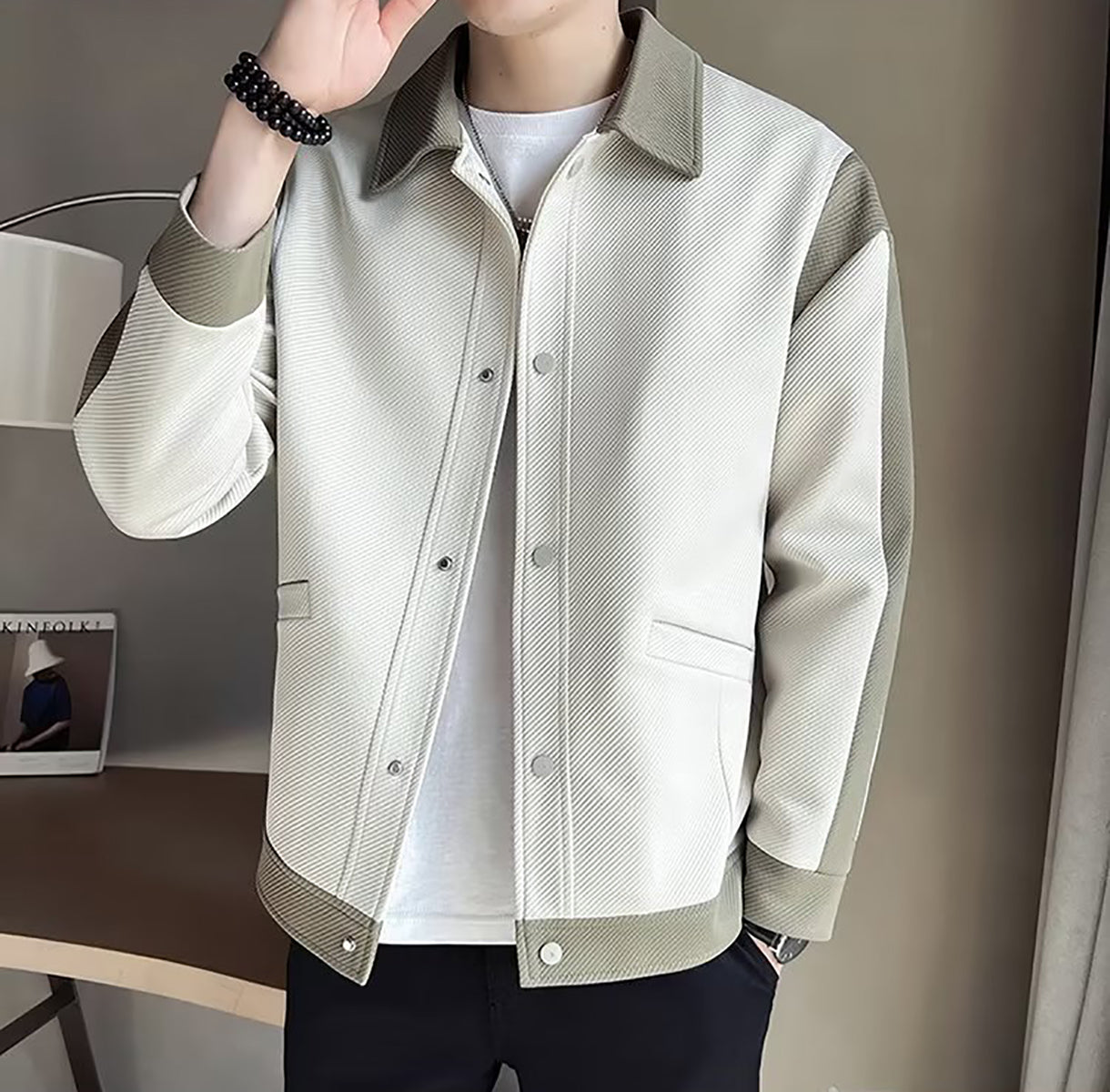 Men Colourblocked Spread Collar Tailored Jacket