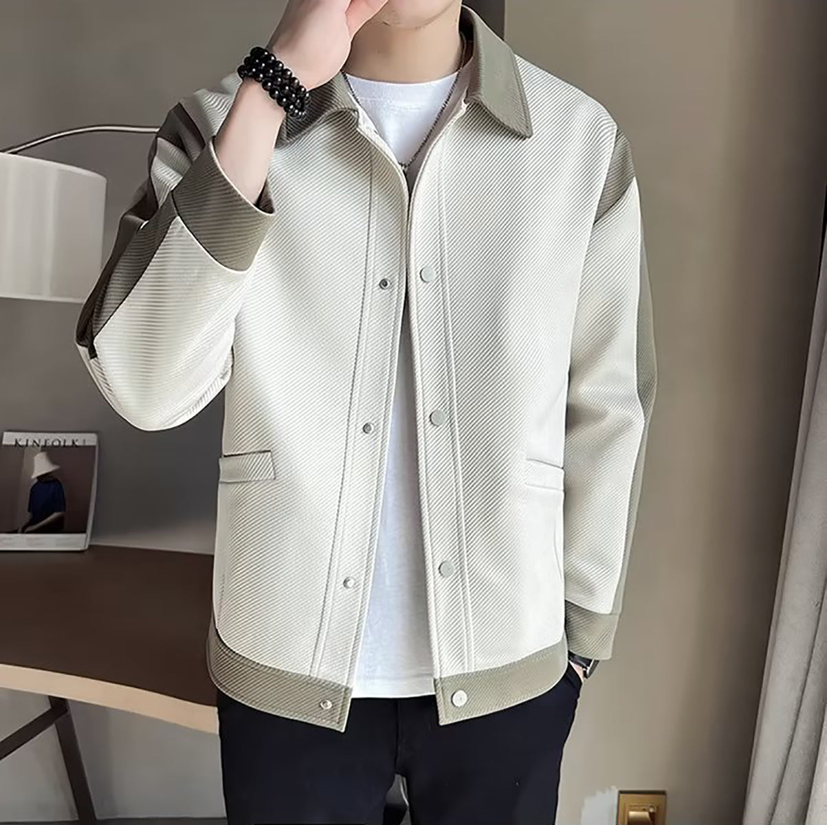 Men Colourblocked Spread Collar Tailored Jacket