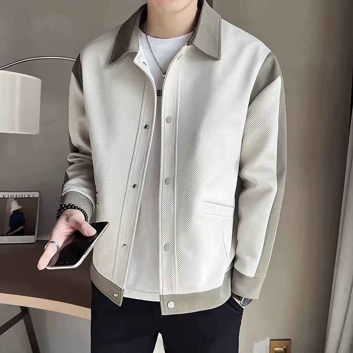 Men Colourblocked Spread Collar Tailored Jacket