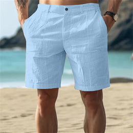 Men Regular Fit High-Rise Linen Shorts