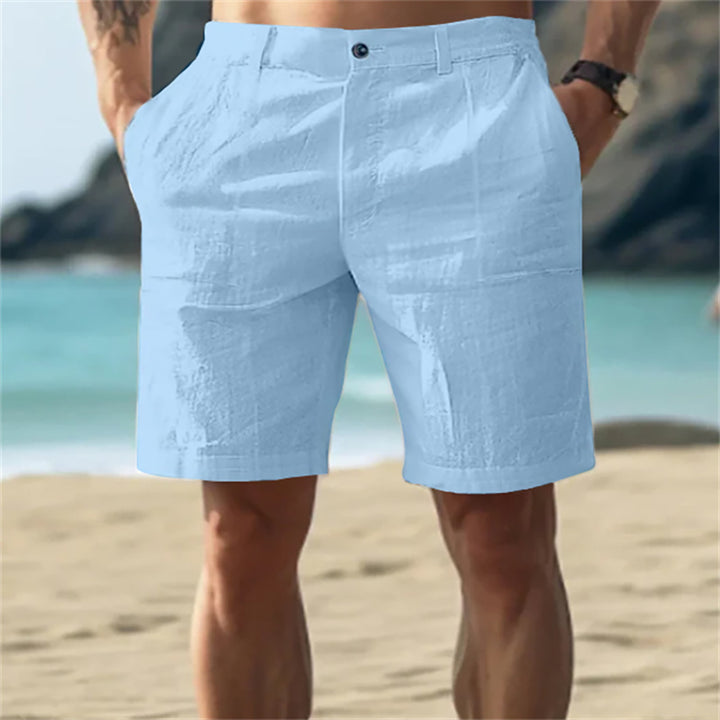 Men Regular Fit High-Rise Linen Shorts