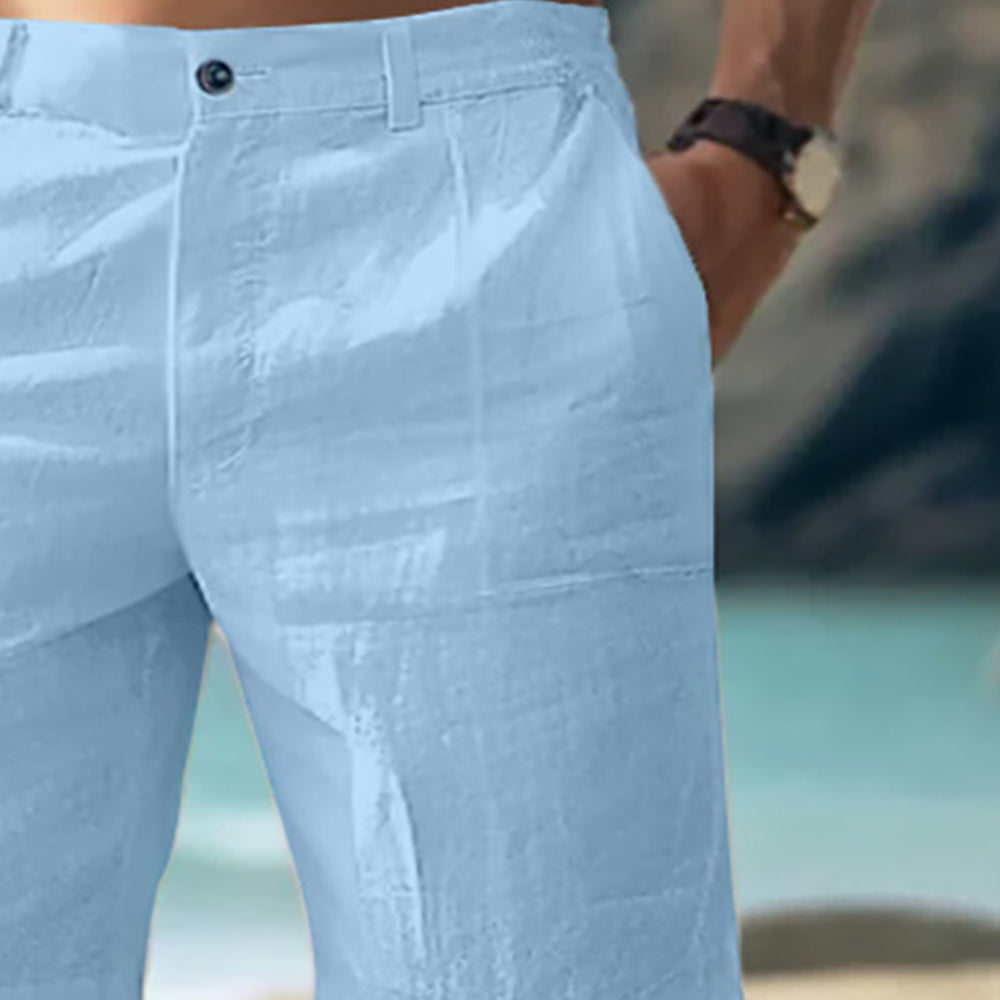 Men Regular Fit High-Rise Linen Shorts