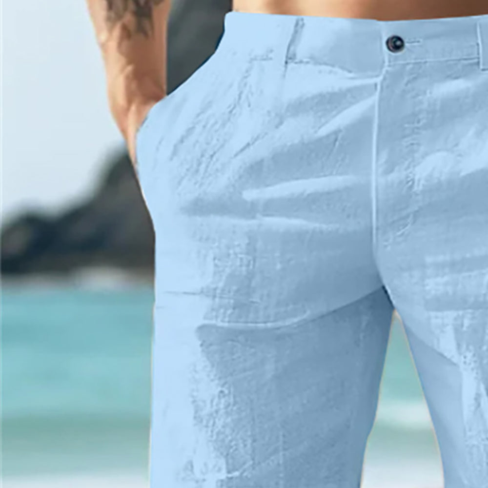 Men Regular Fit High-Rise Linen Shorts